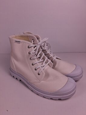 Palladium Pampa Hi Originale Canvas Boots Mens 10 Triple White Combat Minimalist